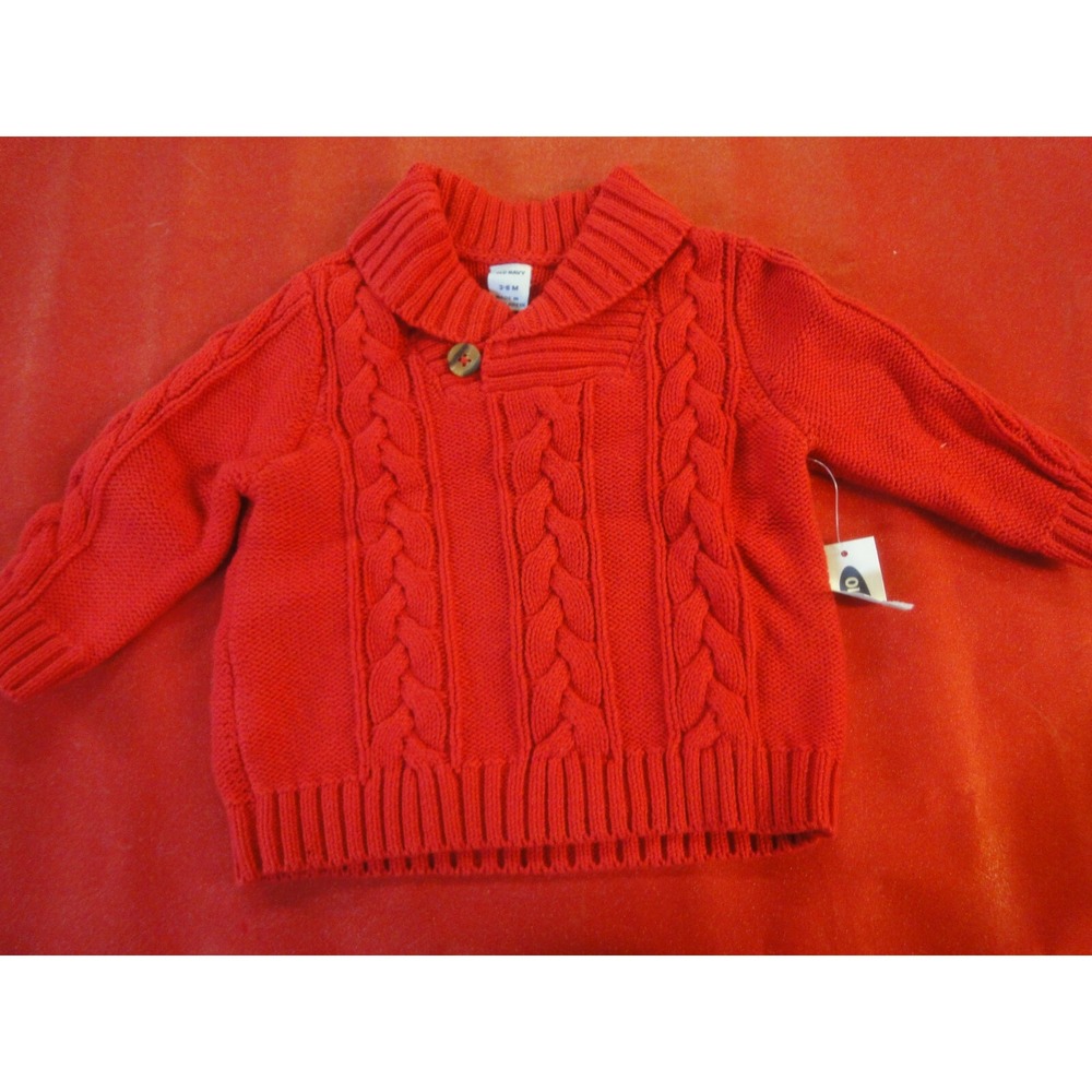 Old navy 3-6M red sweater‎ long sleeve boys shirt NWT